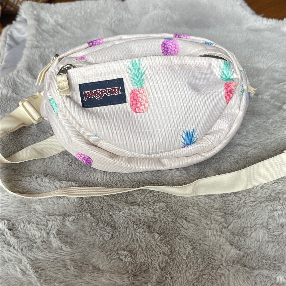 Jansport Beige Fanny Pack with Colorful Pineapples